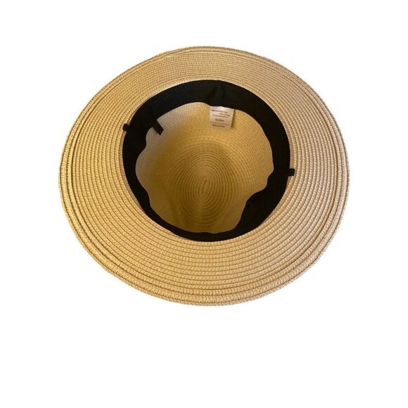 Natural Paper Fedora Black Band Detail Adjustable Strap Hat - Picture 6 of 7